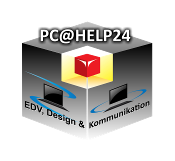 Logo PC@HELP24.
EDV & Kommunikation, Werbeagentur - Webdesign
Am Marienstift 5, 46519 Alpen, Telefon 02802 - 8 94 98 25, www.pchelp24.de
